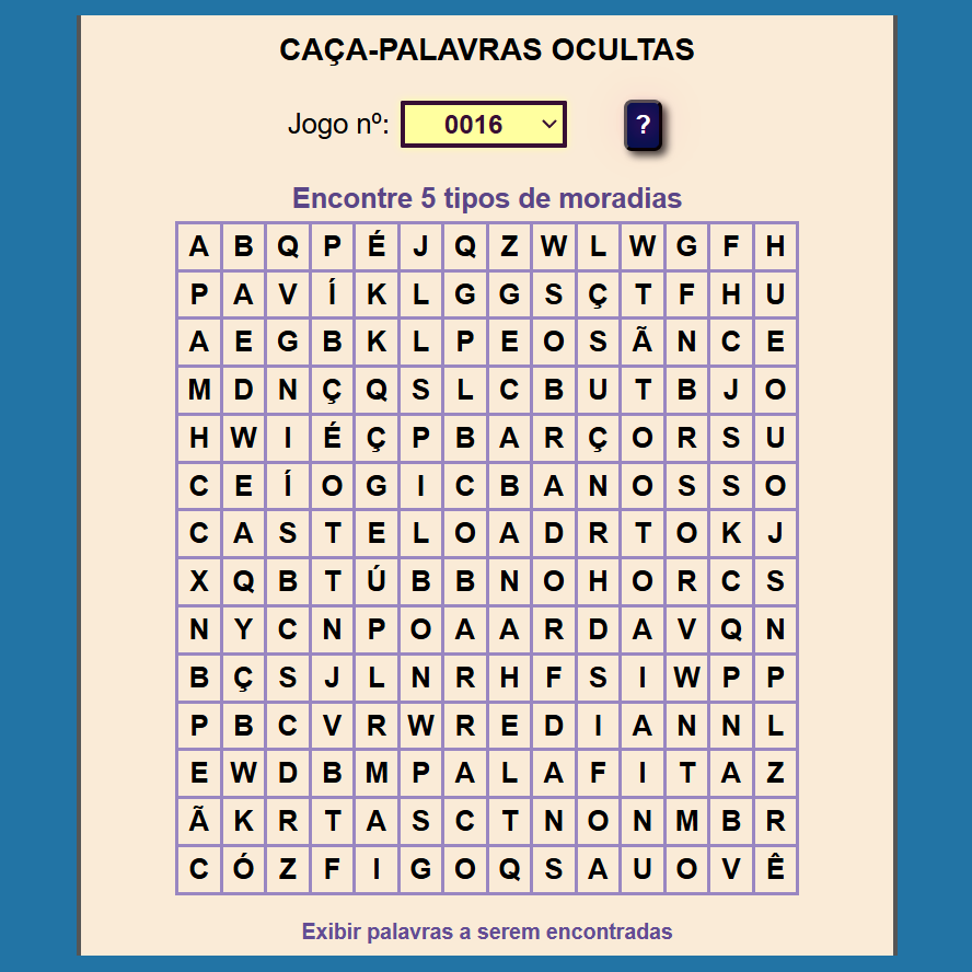 Caça-palavras Ocultas